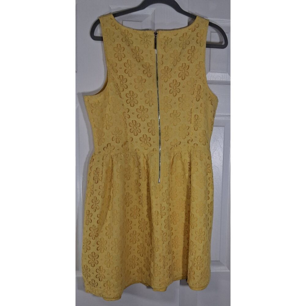 Kensie womens xl eyelet yellow dress spring summer - Picture 6 of 9